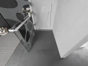 MEXEN/S - Kioto+ L Sprchová zástena WALK-IN s poličkou a držiakom uterákov 100 x 200, biely vzor, biela 800-100-123-20-97