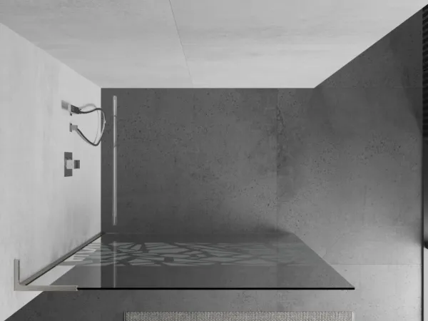 MEXEN/S - Kioto L Sprchová zástena WALK-IN 110 x 200, biely vzor, nikel kartáčovaná 800-110-103-97-85