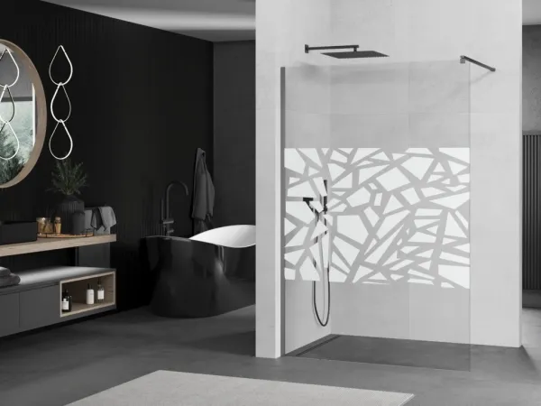 MEXEN/S - Kyoto Sprchová zástena WALK-IN 80 x 200, biely vzor 8 mm, grafit metal 800-080-101-95-85