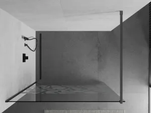 MEXEN/S - Kyoto Sprchová zástena WALK-IN 80 x 200, biely vzor 8 mm, grafit metal 800-080-101-95-85