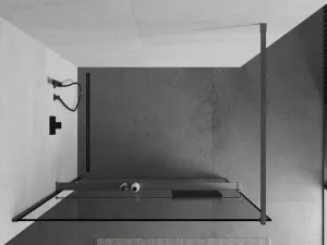 MEXEN/S - Kioto+ Sprchová zástena s poličkou WALK-IN 80 x 200, čierna vzor, grafit metal 800-080-121-95-70