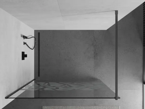 MEXEN/S - Kioto Sprchová zástena Walk-in 110 x 200, biely vzor 8 mm, grafit kartáčovaná 800-110-101-66-85
