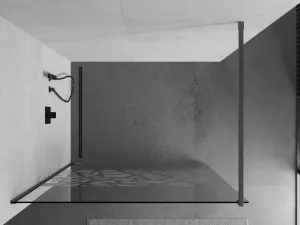 MEXEN/S - Kioto Sprchová zástena Walk-in 110 x 200, biely vzor 8 mm, grafit kartáčovaná 800-110-101-66-85