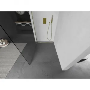 MEXEN/S - Kioto L Sprchová zástena WALK-IN 95 x 200, transparent, zlatá kartáčovaná 800-095-103-55-00