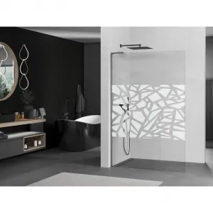 MEXEN/S - Kioto L Sprchová zástena WALK-IN 80 x 200, biely vzor, grafit kartáčovaná 800-080-103-66-85
