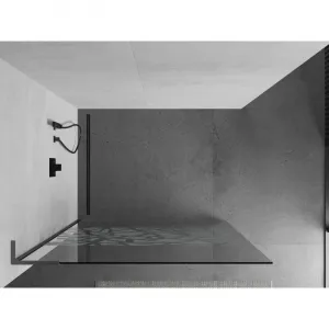 MEXEN/S - Kioto L Sprchová zástena WALK-IN 80 x 200, biely vzor, grafit kartáčovaná 800-080-103-66-85
