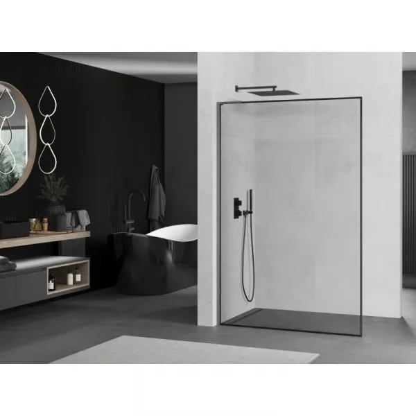 MEXEN/S - Kyoto L Sprchová zástena WALK-IN 80 x 200, čierny vzor, grafit metal 800-080-103-95-70