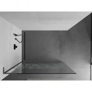 MEXEN/S - Kyoto L Sprchová zástena WALK-IN 80 x 200, biely vzor, grafit metal 800-080-103-95-85