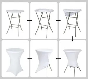 JAKS Elastický poťah na koktejlový stôl biely 80 cm