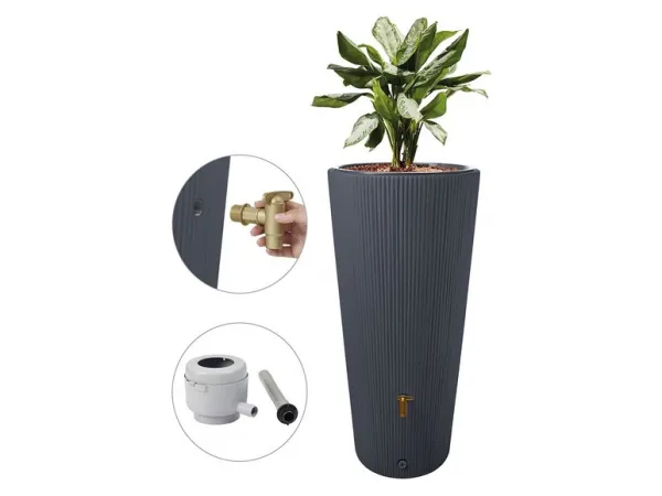 4rain Plastová nádrž na vodu Vaso 2 v 1, 220 l (grafitová sivá)