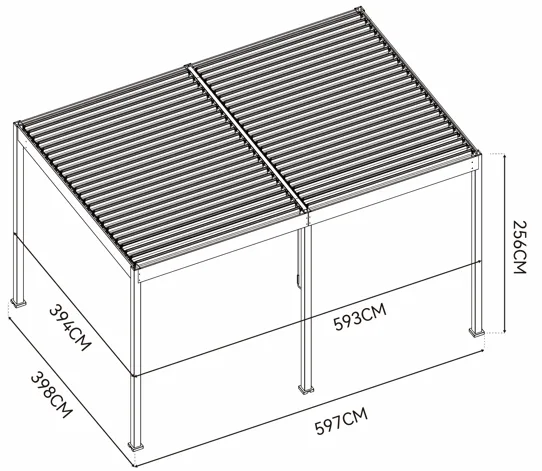 ArtRoja Bioklimatická hliníková pergola INTRO DUO voľne stojaca | antracit 6 x 4 m