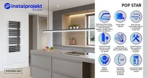 Instalprojekt - Kúpeľňový radiátor POP STAR - Farba radiátora - Čierna, Rozmer radiátora - 500 × 1820 mm, výkon 650 W RADPOP501831