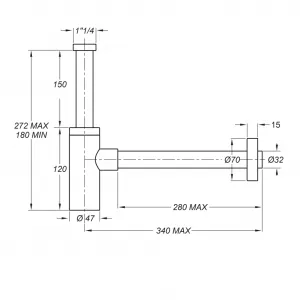 Sapho Umývadlový sifón 5/4", odpad 32 mm, biela matná SI514