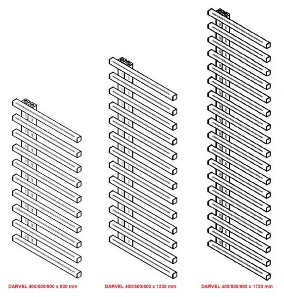 HOPA - Kúpeľňový radiátor DARVEL čierna farba - Farba radiátora - Čierna, Rozmer radiátora - 600 × 930 mm, výkon 450 W, Typ pripojenia - Spodný 50 mm RADDAV609031