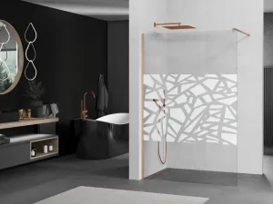 MEXEN/S - Kioto Sprchová zástena Walk-in 80 x 200, biely vzor 8 mm, meď kartáčovaná 800-080-101-65-85