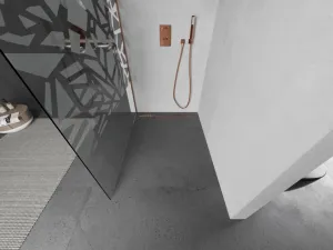 MEXEN/S - Kioto Sprchová zástena Walk-in 110 x 200, biely vzor 8 mm, meď kartáčovaná 800-110-101-65-85