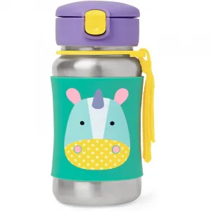 SKIP HOP Zoo Fľaša so slamkou na vodu nerez Jednorožec 12m+