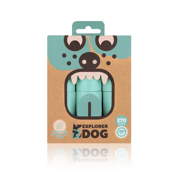 EXPLORER DOG Vrecká recyklované na psie exkrementy s vôňou mäty 270 ks