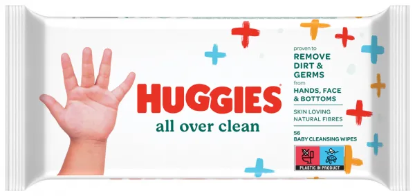 HUGGIES Single All Over Clean vlhčené obrúsky 56 ks,HUGGIES® Single All Over Clean Obrúsky vlhčené 56 ks