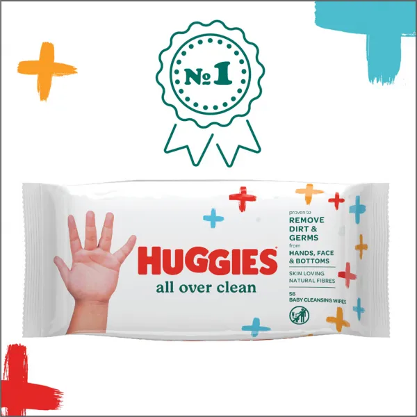 HUGGIES Single All Over Clean vlhčené obrúsky 56 ks,HUGGIES® Single All Over Clean Obrúsky vlhčené 56 ks