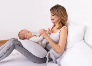BABYMATEX Vankúš na dojčenie mušelínový Moon Svetlo Šedá 260 cm
