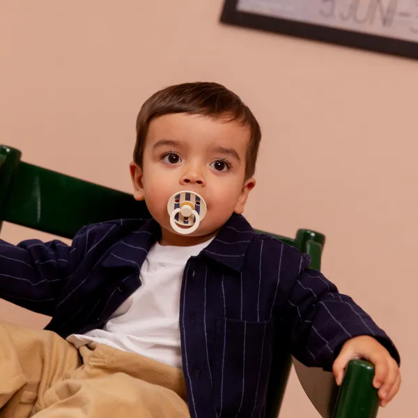 BIBS STUDIO Cumlíky z prírodného kaučuku Colour Pin 2ks - veľkosť 1 - Ivory Steel Blue Mix