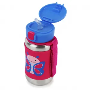 SKIP HOP Zoo Motýlik 350ml,SKIP HOP Zoo Fľaša so slamkou na vodu nerez Motýlik 12m+