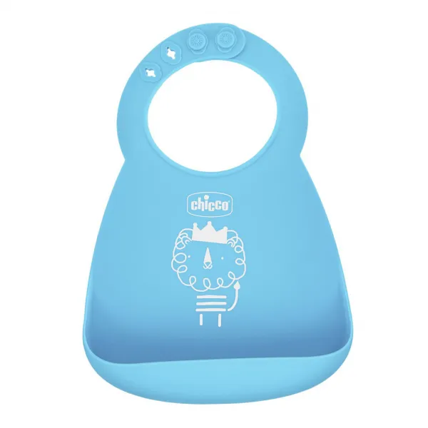 CHICCO Set jedálenský silikónový - blue, 6m+