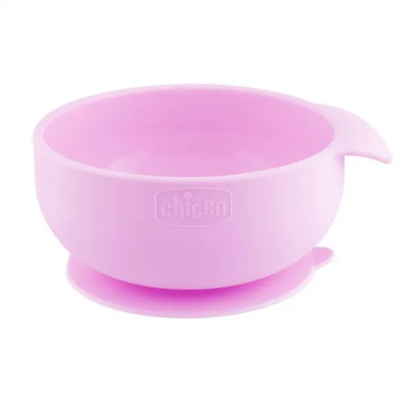 CHICCO Set jedálenský silikónový - pink, 6m+