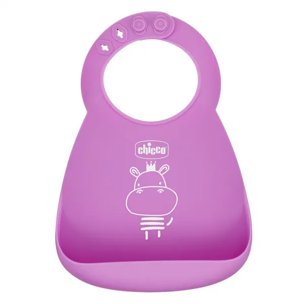 CHICCO Set jedálenský silikónový - pink, 6m+