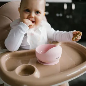 BABYONO Miska silikónová s prísavkou - pink 6m+