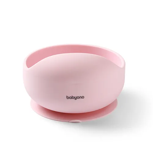 BABYONO Miska silikónová s prísavkou - pink 6m+