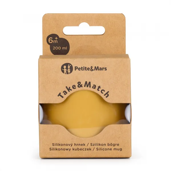 PETITE&MARS Hrnček silikonový Take&Match Intense Ochre 6m+