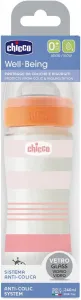 CHICCO Fľaša dojčenská sklo Well-being silikón 240 ml dievča