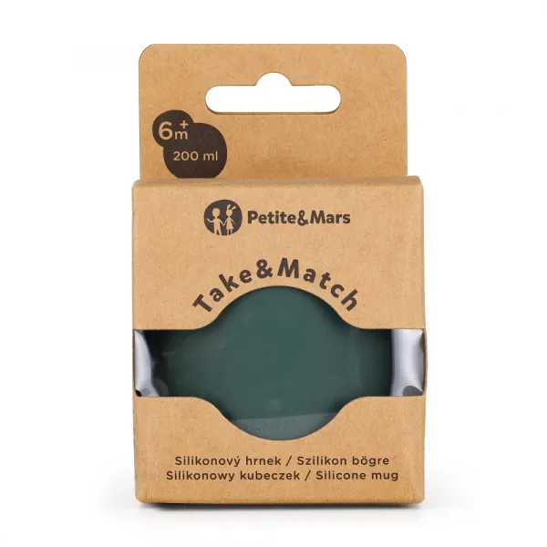 PETITE&MARS Hrnček silikonový Take&Match Misty Green 6m+