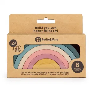 PETITE&MARS Hračka silikónová skladacia Rainbow Misty Green 12m+