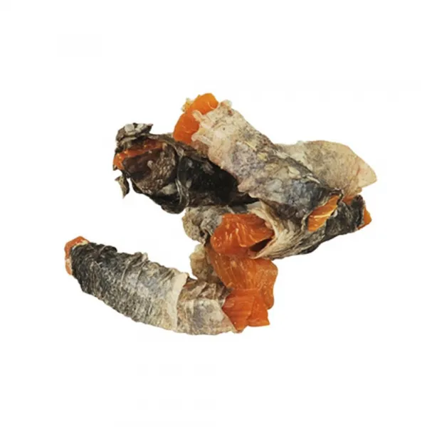 FISH4DOGS Maškrty pre psov LOVE rybie závitky s batátom 100 g