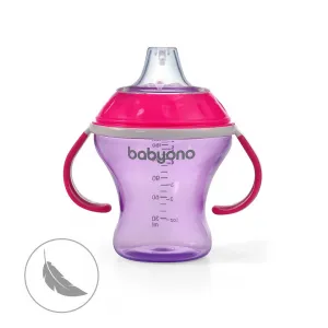 BABYONO Hrnček netečúci s mäkkým náustkom Natural Nursing 180 ml fialová