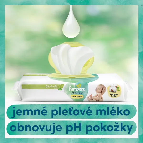 PAMPERS Obrúsky vlhčené Harmonie New Baby Plastic Free 4x46 ks