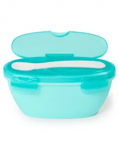 SKIP HOP Miska s lyžičkou v ochrannom puzdre Easy Serve Teal 240 ml, 3m+