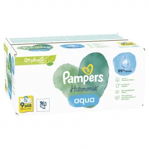 Pampers Harmonie Aqua vlhčené čistiace obrúsky pre deti 9x48 ks