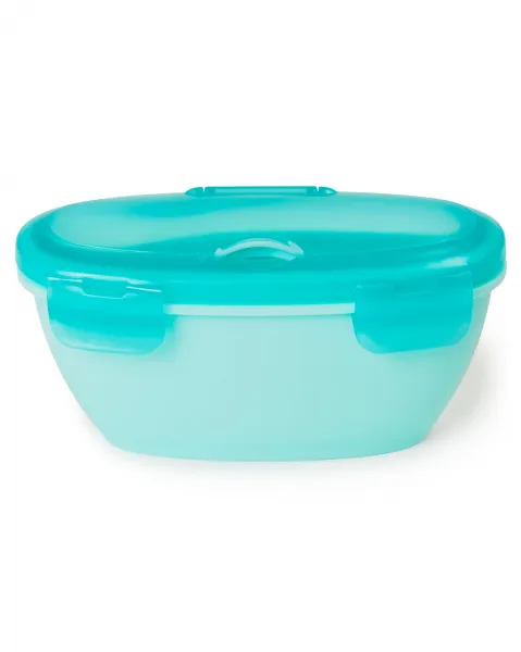 SKIP HOP Miska s lyžičkou v ochrannom puzdre Easy Serve Teal 240 ml, 3m+