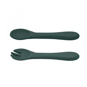 PETITE&MARS Set jedálenský silikónový TAKE&MATCH 4 ks Misty Green 6m+