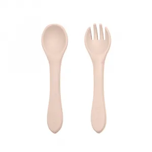 PETITE&MARS Set jedálenský silikónový TAKE&MATCH 4 ks Desert Sand - Dusty Rose 6m+