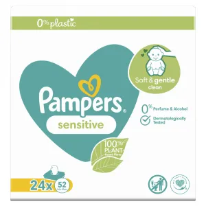 Pampers Sensitive Baby Detské Čistiace Obrúsky 24 x 52 ks 1248 ks,PAMPERS Sensitive vlhčené obrúsky Plastic Free 24 x 52 ks = 1248 ks