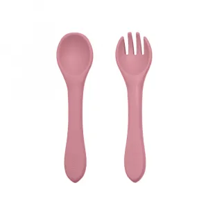 PETITE&MARS Set jedálenský silikónový TAKE&MATCH 3 ks Dusty Rose 6m+