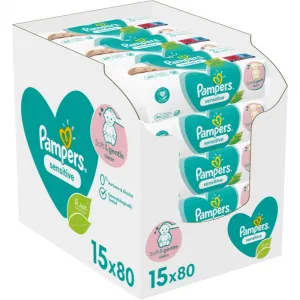 Pampers Fresh Clean Baby dětské čisticí ubrousky 15 balení = 1200 čisticích ubrousků,PAMPERS Sensitive Obrúsky vlhčené 15 balení = 1200 ks