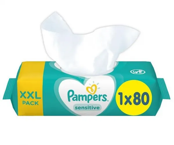 Pampers Fresh Clean Baby dětské čisticí ubrousky 15 balení = 1200 čisticích ubrousků,PAMPERS Sensitive Obrúsky vlhčené 15 balení = 1200 ks