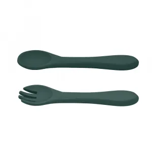 PETITE&MARS Set jedálenský silikónový TAKE&MATCH 3 ks Misty Green 6m+