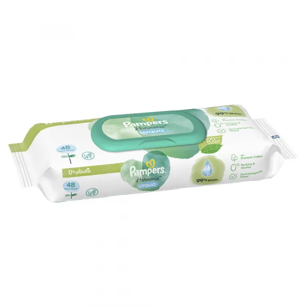 Pampers Harmonie Aqua vlhčené čistiace obrúsky pre deti 4x48 ks